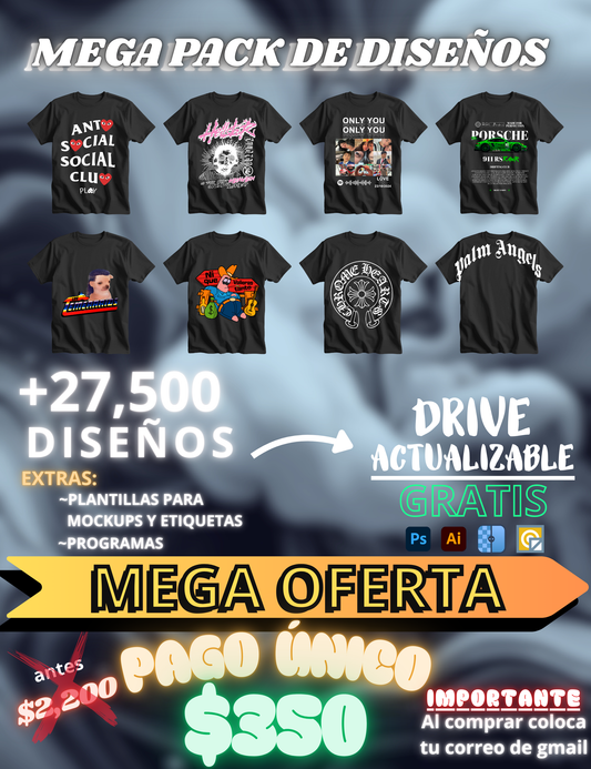 PAQUETE DE DISEÑOS  DTF PREMIUM +27,500